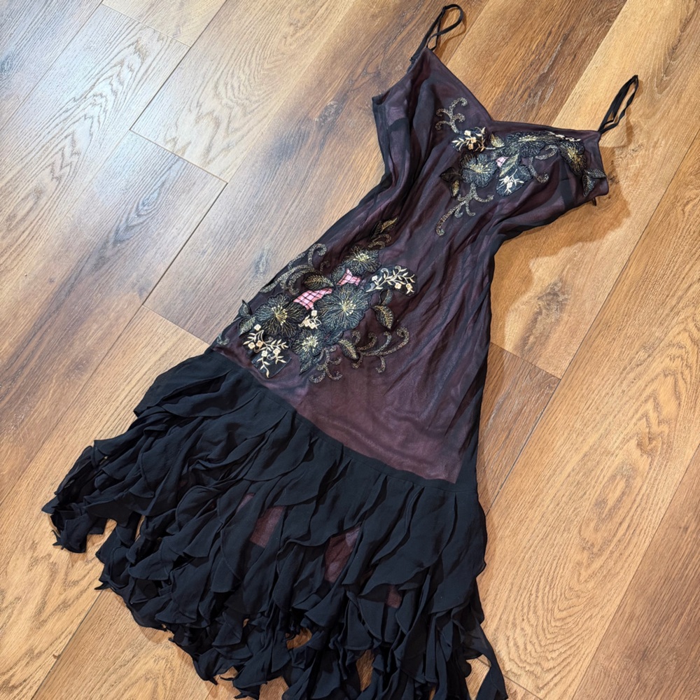 Vintage Y2K 100% Silk Dress Vintage Silk Dress Sue Wong Dress Fairy 20s - Picture 7 of 17